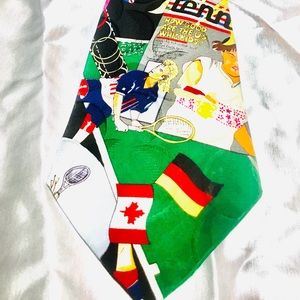 Sports Tennis Pro green,black, white, yellow, red Party Necktie